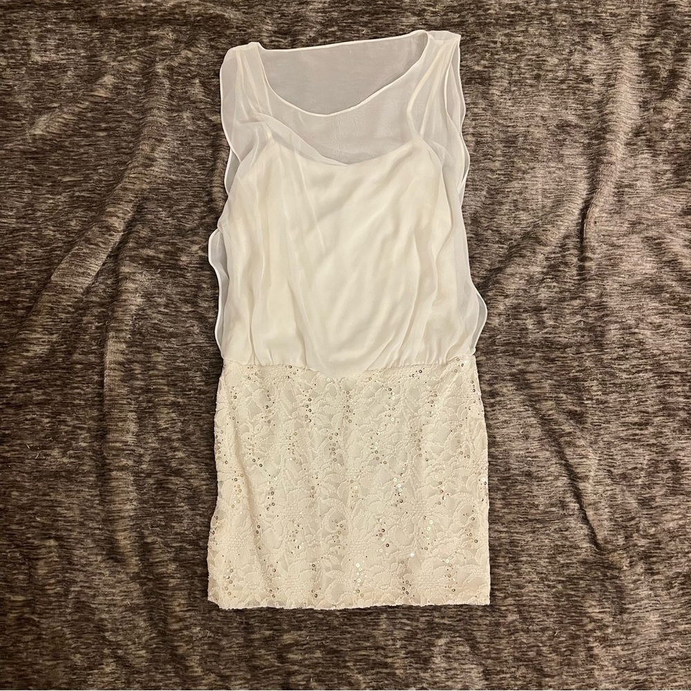 B. Darlin Brand Mid-length White Dress Size 13/14